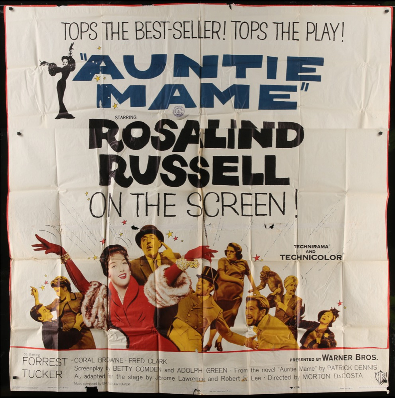 Original Auntie Mame (1958) movie poster in C7 condition for $250.00