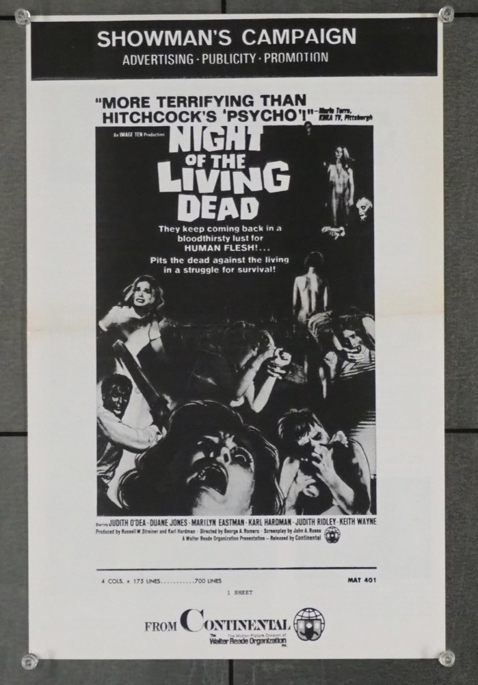 Original Night Of The Living Dead (1968) movie poster in NM