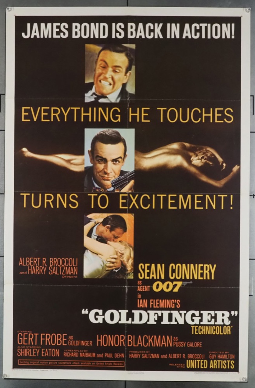 Original Goldfinger (1964) movie poster in C8 condition for $1600.00