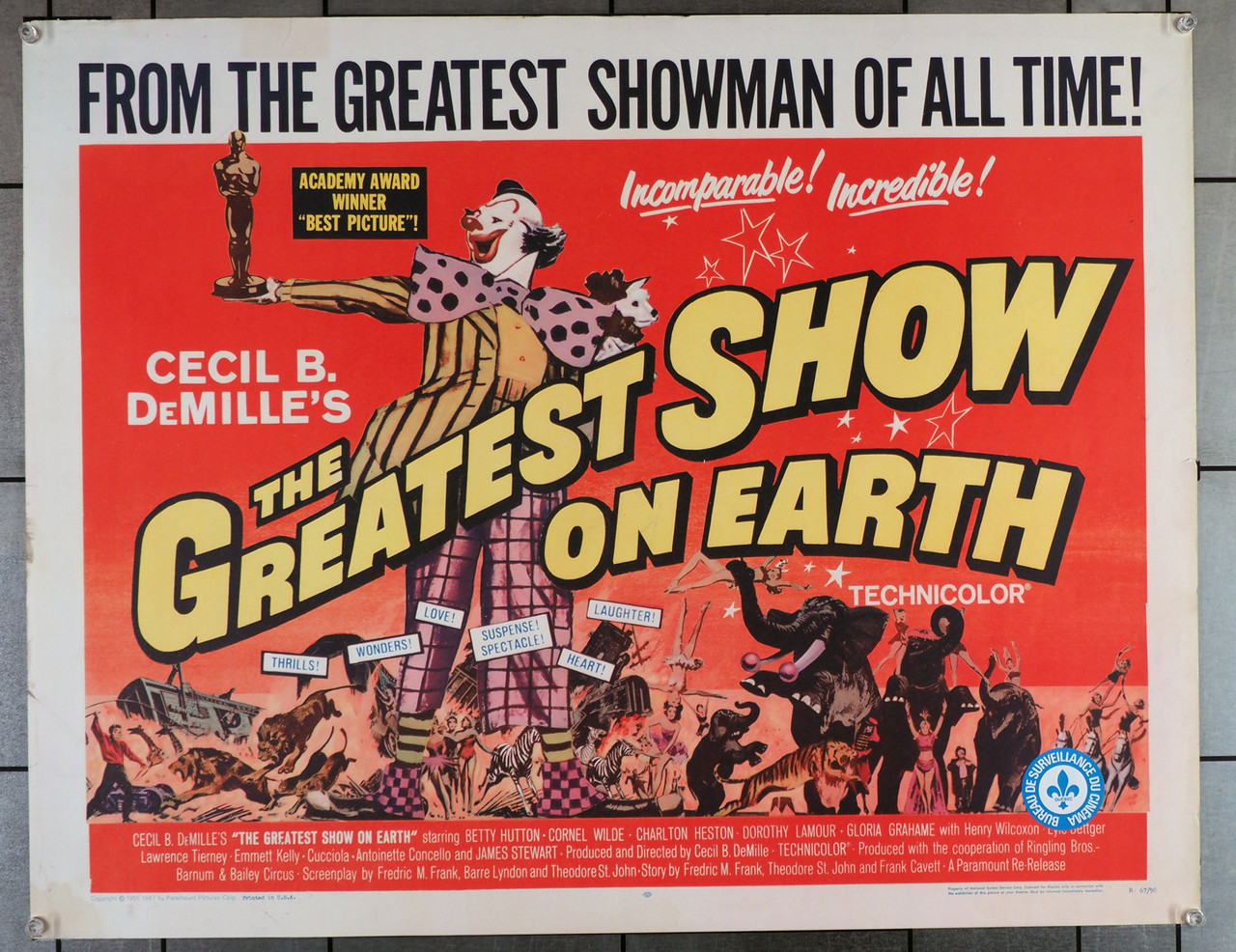 Original Greatest Show On Earth, The (1952) movie poster in vf