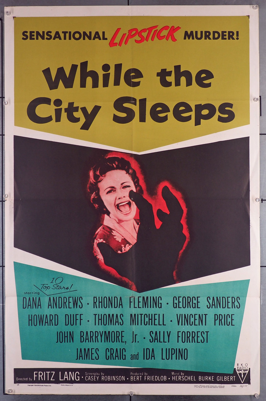 Original While The City Sleeps (1956) movie poster in VF condition