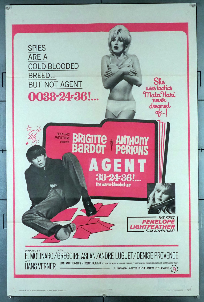 AGENT-38-24-36 (1964) 4243 Movie Poster (27x41) Brigitte Bardot Anthony  Perkins Eduard Molinaro