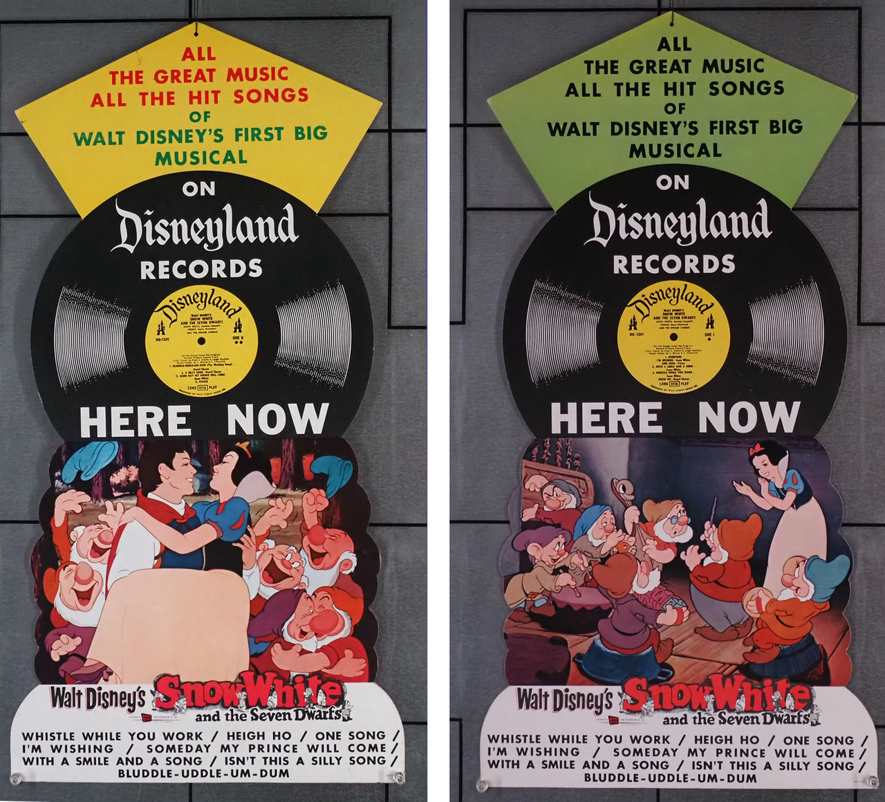 SNOW WHITE AND THE SEVEN DWARFS (1937) 30640 Disneyland Records Retail  Display Mobile (14x27)