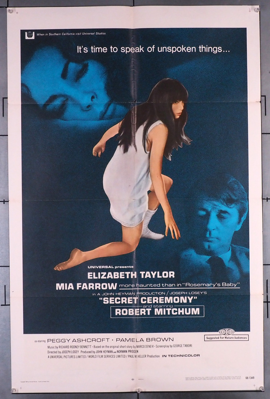 Original Secret Ceremony (1968) movie poster in C8 condition for