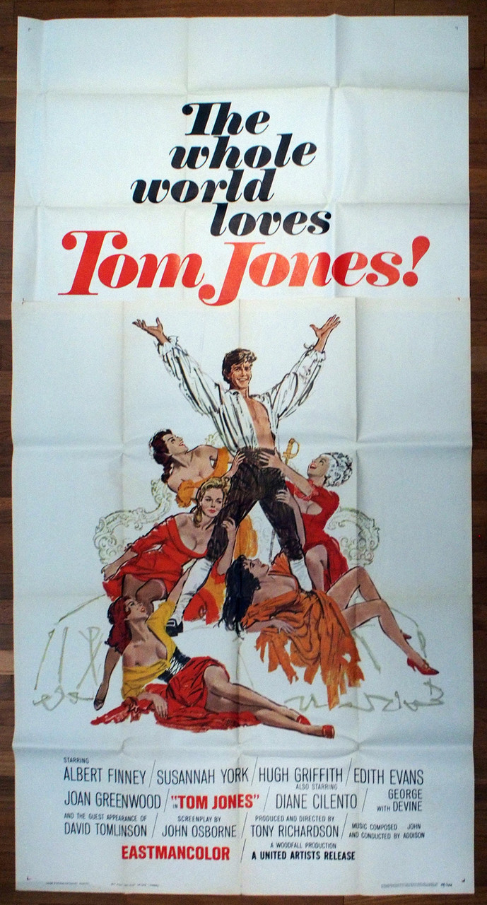 Original Tom Jones (1963) movie poster in C8 condition for $150.00