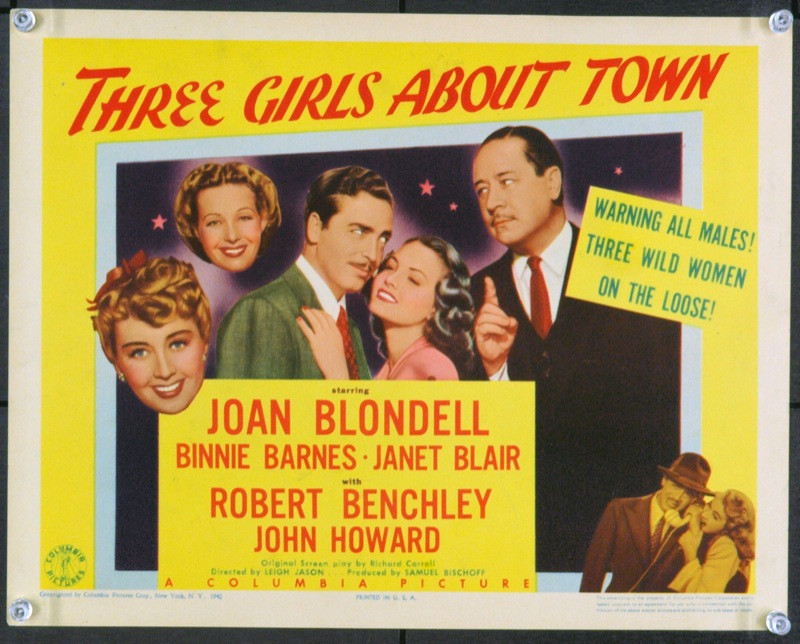 Original Three Girls About Town (1941) movie poster in F+