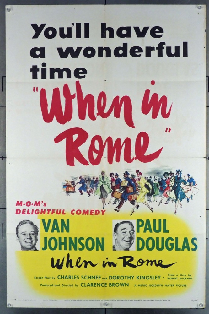 Original When In Rome (1952) movie poster in F+ condition for $55.00