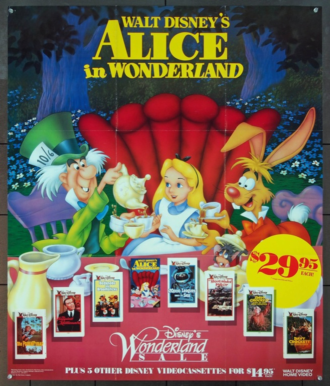 1092px x 1280px - Original Alice In Wonderland (1951) movie poster in VF condition for $48.00