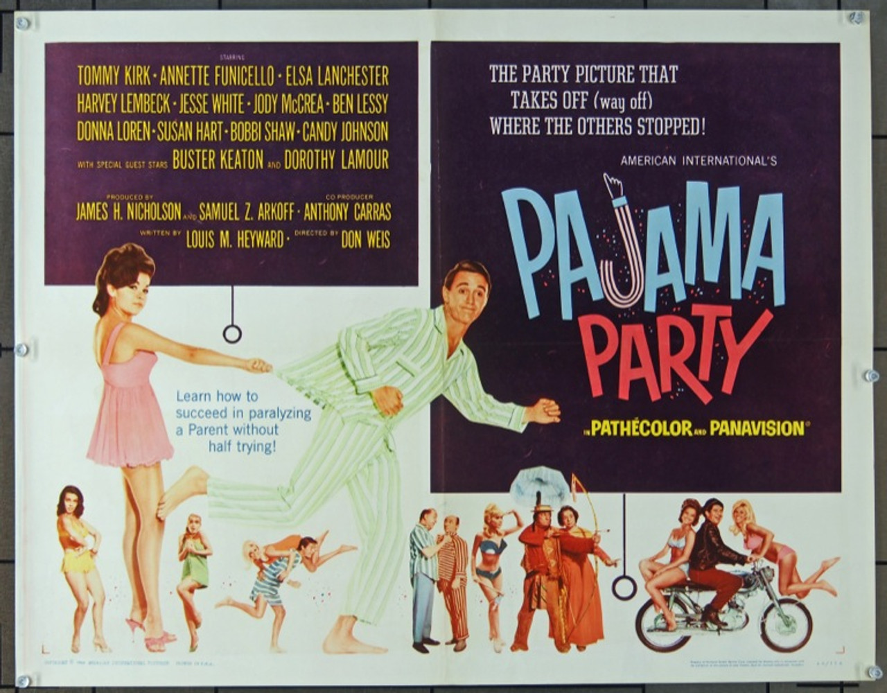 1280px x 1000px - Original Pajama Party (1964) movie poster in F+ condition for $90.00