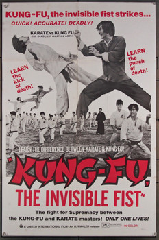 KUNG-FU: THE INVISIBLE FIST (1973) 26503  Martial Arts Movie Poster H. Mahler Distribution Original One-Sheet Poster (27x41)  Folded One-Sheet  Very Fine Condition