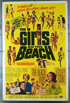 GIRLS ON THE BEACH (1965) 11115 Movie Poster  Lesley Gore  Martin West  Noreen Corcoran  The Beach Boys  The Crickets  William Witney Paramount Pictures Original One-Sheet Poster (27x41) Folded Very Fine Condition
