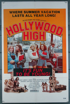 HOLLYWOOD HIGH (1976) 1975 Movie Poster (27x41) Marcy Albrecht  Sherry Hardin  Rae Sperling  Susanne  Patrick Wright Perry Pictures Original One-Sheet Poster  (27x41) Folded Fine Plus Condition