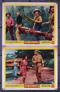 STEEL CLAW, THE (1961) 27030 Warner Brothers Original Scene Lobby Cards (Two 11x14 cards)  Very Good Condition