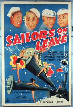 SAILORS ON LEAVE (1941) 2392  Movie Poster  William Lundigan  Shirley Ross  William Haade  Albert S. Rogell Republic Pictures Original One-Sheet Poster (27x41) Folded  Fine Condition
