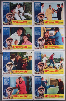 SPY IN YOUR EYE (1965) 16701 Original U.S. Lobby Card Set   Eight 11x14 cards  Very Good Plus Condition