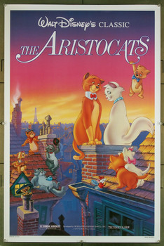 ARISTOCATS, THE (1970) 27814 Movie Poster  Rolled One-Sheet 27x41 Very Fine  Disney Animation  Re-release of 1987 Walt Disney Company Original U.S. One-Sheet Poster (27x41) Re-release of 1978