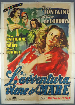 FRENCHMAN'S CREEK (1944) 27952 Original 2 Fogli Poster (39x55).  Folded.  Very Good Plus Condition.  Art by Rinaldo Geleng