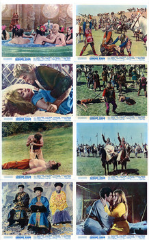 GENGHIS KHAN (1963) 4969  Movie Posters  James Mason  Omar Sharif  Francoise Dorleac  Henry Levin Original Set of 8 British Front of House Cards (8x10). Fine Plus.