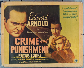 CRIME AND PUNISHMENT (1935) 27846 Columbia Pictures Original U.S. Half-Sheet Poster (22x28)  Average Used Condition  Good