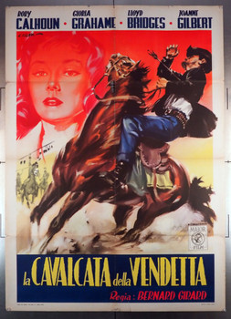 RIDE OUT FOR REVENGE (1957) 28909   Gloria Grahame   Rory Calhoun  Movie Poster Original Italian 39x55 Poster  Folded  39x55   Average Used Condition  Art By Renato Casaro
