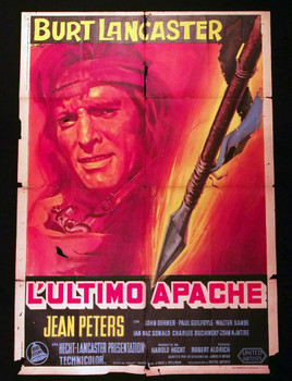 APACHE (1954) 28889   Burt Lancaster Movie Poster Original Italian 39x55 Poster  Folded  Poor to Fair Condition