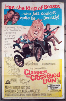 CLARENCE, THE CROSS-EYED LION (1965) 11316 MGM Original U.S. One-Sheet Poster (27x41) Folded  Fair to Good Condition