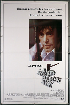 ...AND JUSTICE FOR ALL (1979) 29113   Al Pacino Movie Poster Original U.S. One-Sheet Poster (27x41)  Folded  Very Fine Condition