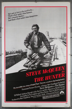 HUNTER, THE (1980) 29217 Movie Poster (27x41) Steve McQueen  Kathryn Harrold  Eli Wallach  LeVar Burton  Ben Johnson  Buzz Kulik Paramount Pictures Original U.S. Insert Poster (27x41) Folded and in Very Fine condition.