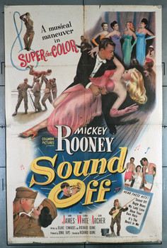 SOUND OFF (1952) 4110   Mickey Rooney Movie Poster    Original Columbia Pictures One Sheet Poster (27x41). Folded.   Good Theater Used Condition