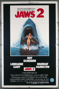 JAWS 2 (1978) 29237   Lorraine Gary Movie Poster with art by Lou Feck   An original Universal 1978 Release One Sheet Poster (27x41) Directed by Jeannot Szwarc and starring Roy Scheider and Lorraine Gary. Art by Lou Feck