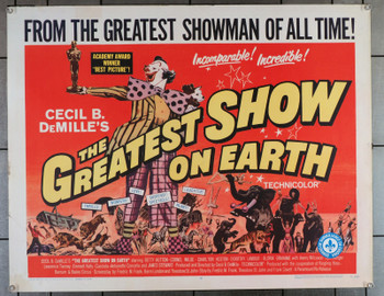 GREATEST SHOW ON EARTH, THE (1952) 29382  Cecil B. De Mille Best Picture Movie Poster Original U.S. Half-Sheet Poster (22x28) Re-release of 1967  Fine Plus Condition