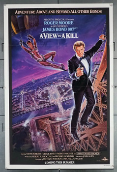 VIEW TO A KILL, A (1985) 1602  Movie Poster  Roger Moore  Grace Jones   James Bond  John Glen  Art by Daniel Goozee MGM/UA Original Style A Advance One-Sheet Poster (27x41) Folded  Very Fine Condition