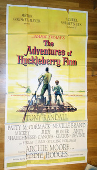ADVENTURES OF HUCKLEBERRY FINN, THE (1960) 10094  Movie Poster  Tony Randall  Archie Moore  Eddie Hodges   MGM Original Three Sheet Poster (41x81) Folded  Good Average Used Condition