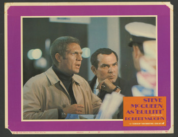 BULLITT (1969) 4371   Original Scene Lobby Card   Steve McQueen   Don Gordon Original U.S. Scene Lobby Card   Card Number 8 in Fair to Good Condtion