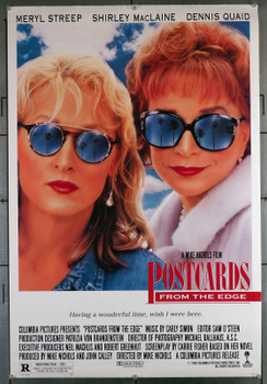 POSTCARDS FROM THE EDGE (1990) 29502  Movie Poster (27x41) Rolled  Theater Used  Meryl Streep   Shirley MacLaine  Mike Nichols Original U.S. One-Sheet Poster (27x41)  Rolled  Average Used Condition  Very Good Plus