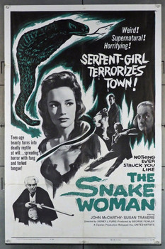 SNAKE WOMAN, THE (1961) 8975  Movie Poster  (27x41)  John McCarthy  Susan Travers   Sidney J. Furie  Horror Film  United Artists Original U.S. One Sheet Poster (27x41) Folded  Very Good Plus Condition