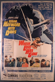 WHERE LOVE HAS GONE (1964) 13354  Movie Poster  40x60 U.S. Poster   Bette Davis   Susan Hayward   Edward Dmytryk	 Original U.S. 40x60 Poster  Folded and Theater-Used   Good Condition