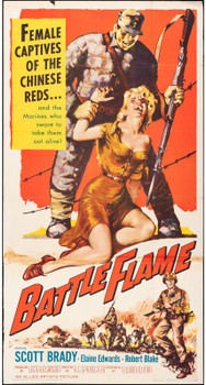 BATTLE FLAME (1959) 13089  Movie Poster (41x81) Folded  Scott Brady  Elaine Edwards  Robert Blake  R.G. Springsteen Original U.S. Three Sheet Poster (41x81)  Folded  Average Used Condition