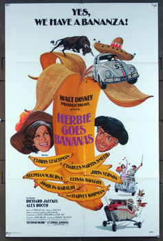 HERBIE GOES BANANAS (1980) 26159  Movie Poster  27x41  Cloris Leachman  Charles Martin Smith  Harvey Korman   Vincent McEveety Original Walt Disney Productions One Sheet Poster (27x41).  Folded.  Theater-Used  Fine Plus Condition