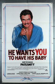PATERNITY (1981) 29590 Special NYC One-Sheet Poster  Burt Reynolds  Beverly D'Angelo  David Steinberg  Art by Birney Lettick Original NYC Metro Area Special Poster (30x45) Folded  Excellent Condition