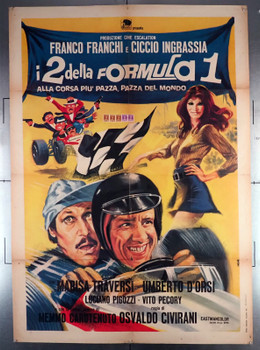 2 DELLA FORMULA 1 (1971) 28110  Movie Poster  Italian 39x55  Franco Franchi  Ciccio Ingrassia   Osvaldo Civirani Original Italian 39x55 Poster  Folded  Theater Used  Average Used Condition