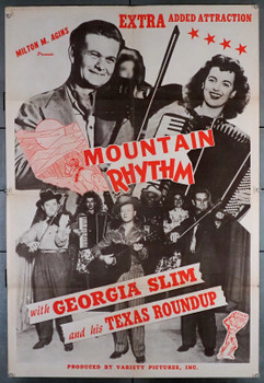 MOUNTAIN RHYTHM (1949) 17942 Movie Poster   Georgia Slim and His Texas Roundup Boys   Short Subject directed by Milton M. Agins  Rare Poster Original Astor Pictures One-Sheet Poster (28x42) Folded  Very Fine Condition