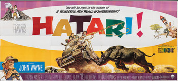 HATARI! (1962) 28313  Movie Poster  Exterior Billboard 24-sheet  John Wayne  Howard Hawks  Elsa Martinelli  Hardy Kruger  Bruce Cabot  Art by Frank McCarthy Original U.S. 24-sheet Poster  (9x20 feet)  Folded