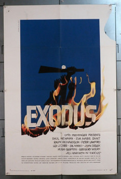 EXODUS (1961) 30855 Movie Poster  Paul Newman  Eva Marie Saint  Peter Lawford  Lee J. Cobb  Otto Preminger  Deisigned by Saul Bass Original U.S. One-Sheet Poster (27x41) Folded  Fair Condition Only