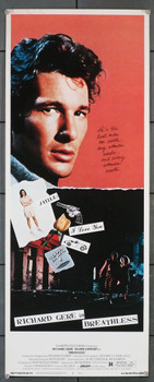 BREATHLESS (1983) 30707  Movie Poster  Richard Gere   Valerie Kaprisky  Jim McBride Original Orion Pictures Insert Poster (14x36).  Very Fine Condition.  Rolled
