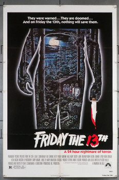 FRIDAY THE 13TH (1980) 31164 Movie Poster  Betsy Palmer  Kevin Bacon  Adrienne King  Harry Crosby  Laurie Bartram  Mark Nelson  Sean S. Cunningham Original U.S. One-Sheet Poster (27x41) Folded  Very Fine