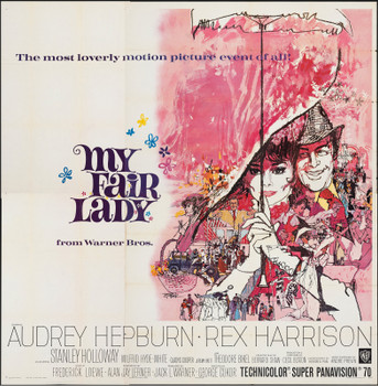 MY FAIR LADY (1964) 16202 Movie Poster  Audrey Hepburn  Rex Harrison  Wilfrid Hyde-White  Stanley Holloway  Theodore Bikel  George Cukor Original U.S. Six-Sheet Poster (81x81)  Folded  Very Fine