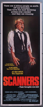 SCANNERS (1981) 12361 Movie Poster  Stephen Lack Jennifer O'Neill  Patrick McGoohan  Michael Ironside  David Cronenberg Original U.S. Insert Poster (14x36)  Rolled Never Folded  Fine Plus Condition SCANNERS (1981) 12361 Movie Poster  Stephen Lack Jennifer O'Neill  Patrick McGoohan  Michael Ironside  David Cronenberg Original U.S. Insert Poster (14x36)  Rolled Never Folded  Fine Plus Condition