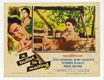 BULLET IS WAITING, A (1954) 31735 Lobby Card  Signed by Jean Simmons Original U.S. Scene Lobby Card (11x14)   Very Good Condition
