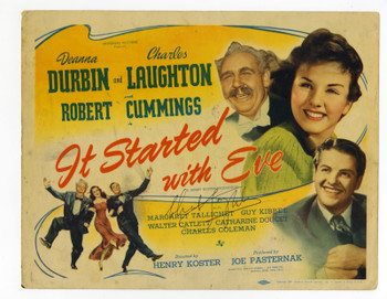 IT STARTED WITH EVE (1941) 31762 Movie Poster  Title Lobby Card  Autographed by Charles Laughton Original U.S. Title Lobby Card (11x14)  Very Good Plus Condition IT STARTED WITH EVE (1941) 31762 Movie Poster  Title Lobby Card  Autographed by Charles Laughton Original U.S. Title Lobby Card (11x14)  Very Good Plus Condition